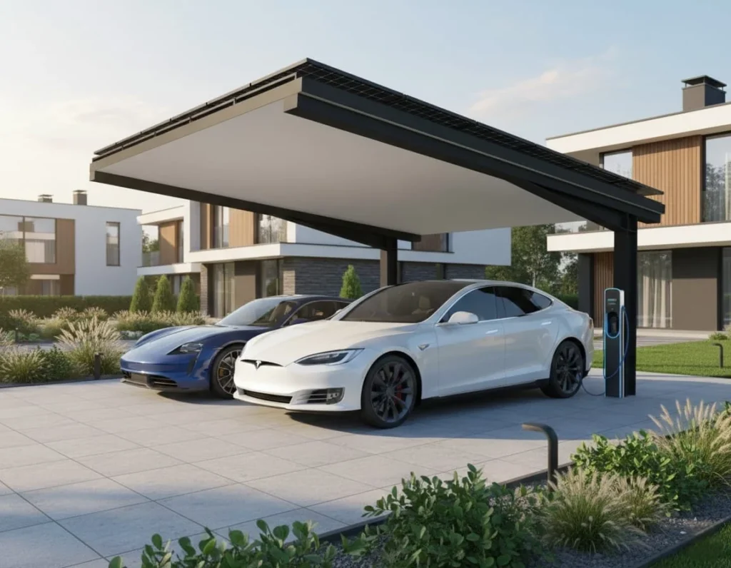 Bespoke Solar Carport Steel Structures for UK Commercial Developments